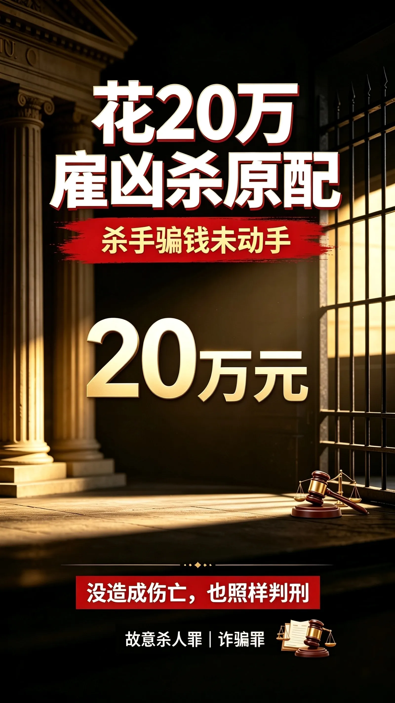 为逼情人离婚，女子花20万雇凶杀原配！杀手只为骗钱没动手，双双获刑
 
近日，红星新闻从中国裁判文书网获悉，江苏泰州高港区法院公布一审判决。
80后女子陈某，和王某发展为情人关系。为逼迫王某和妻子凡某离婚，陈某在网上出价20万元，找人谋害凡某。
 
陈某联系到李某，许诺20万酬劳，让他动手。可李某根
