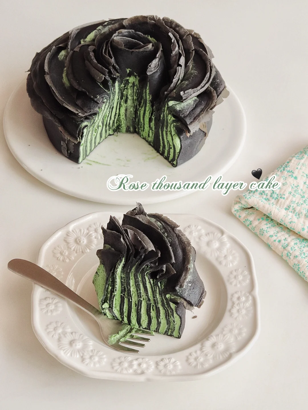 🖤酷黑玫瑰抹茶千层💚只需一口平底锅就ok