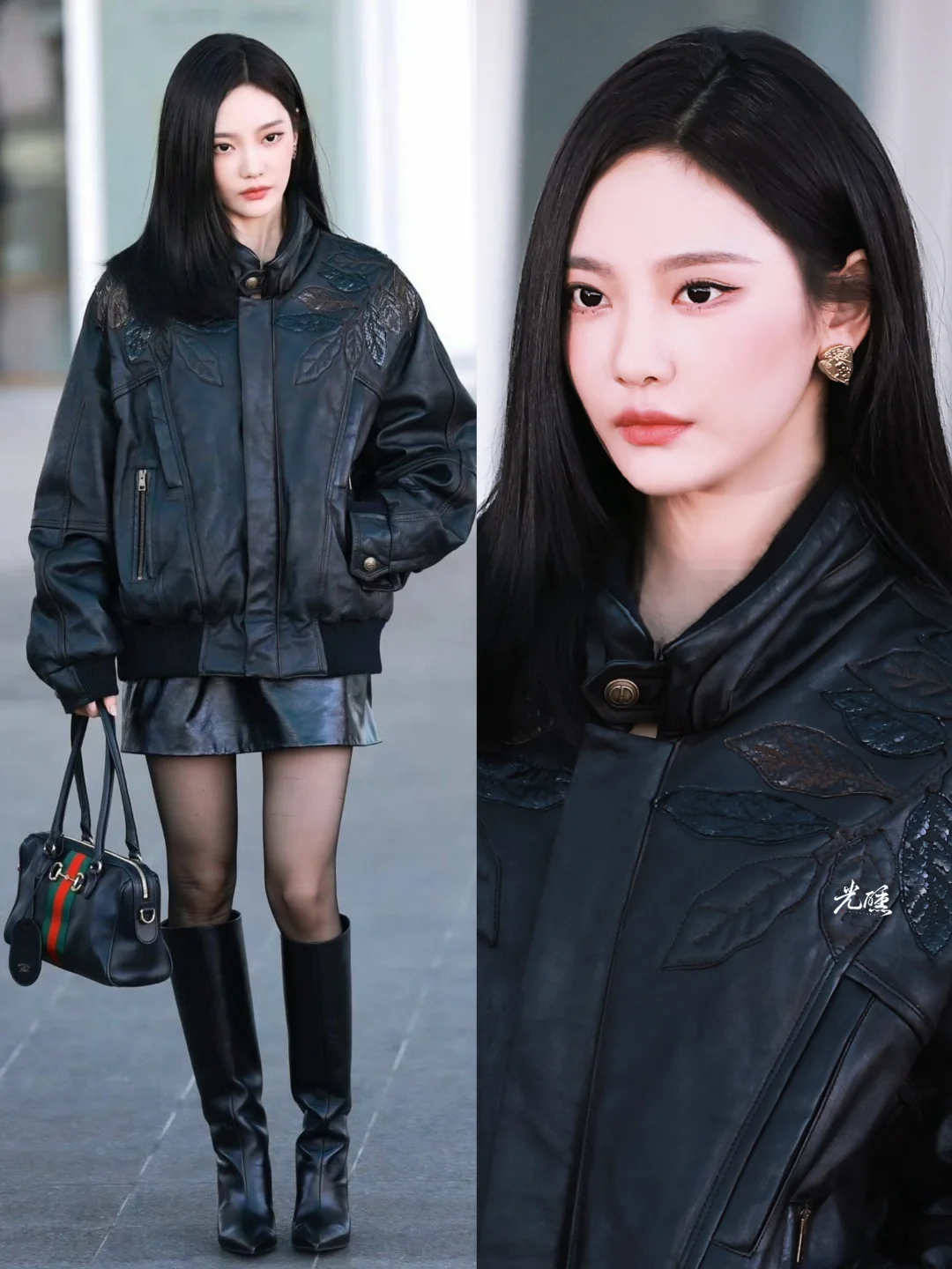 宁艺卓Gucci看秀机场图，终于！！