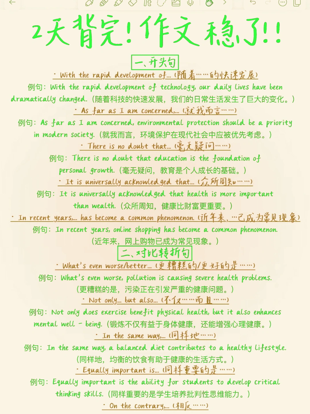 英语作文万能模板！背了它，你的作文就牛了