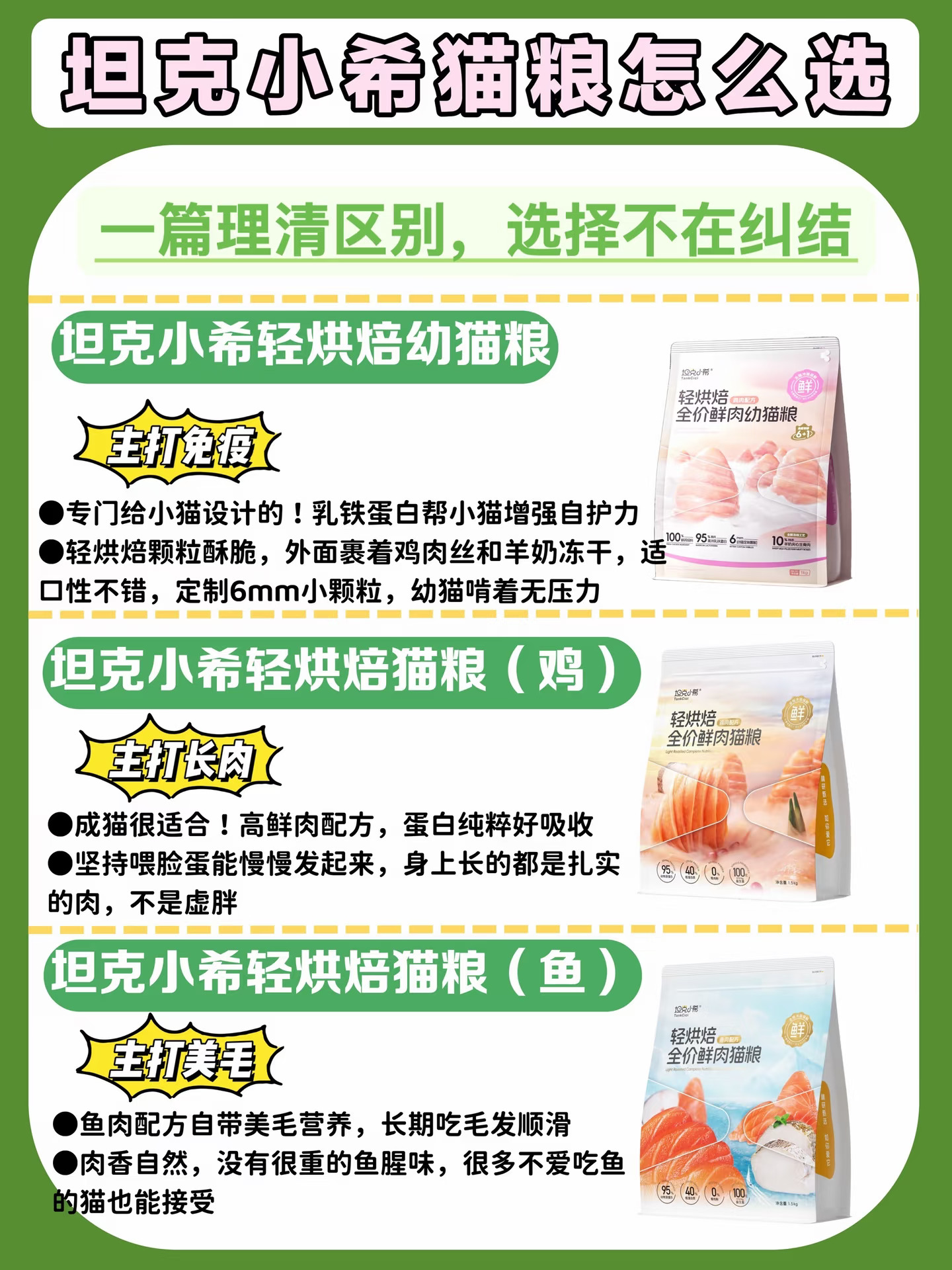 🆘好急！纠结坦克小希这3款猫粮怎么选！！