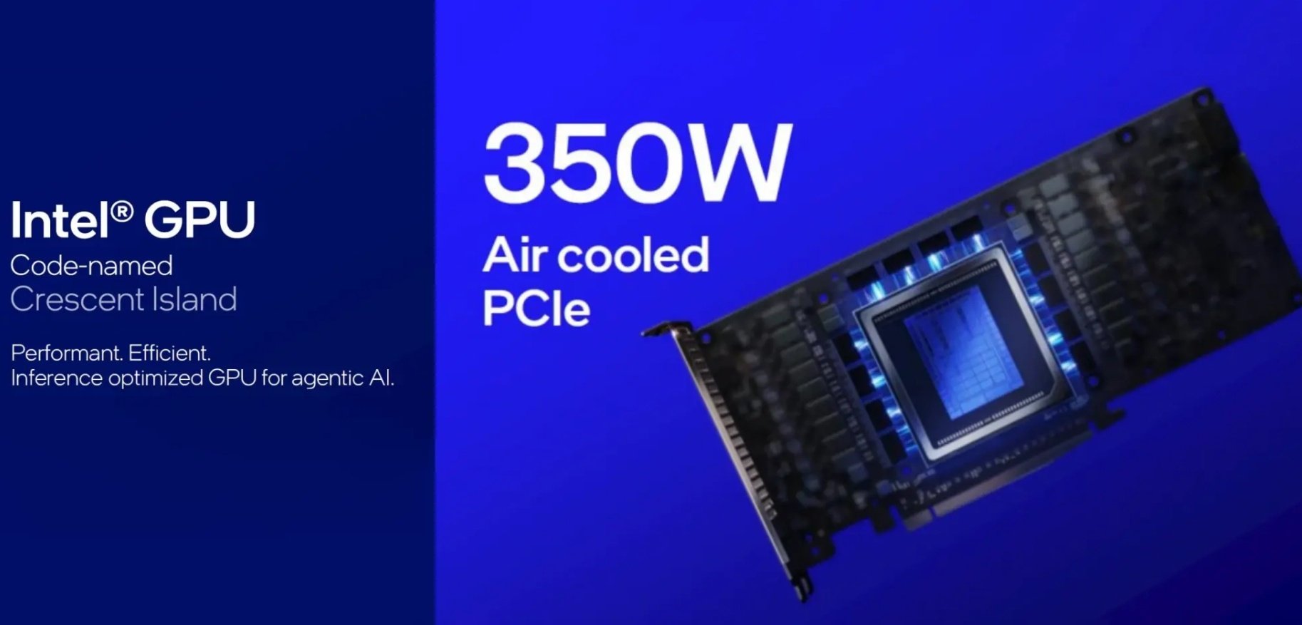英特尔 Xe3P 架构 GPU 先上 AI 加速卡，再上核显

代号Crescent Island，32 Xe3P 核心，480GB LPDDR5X内存，350W风冷PCIe扩展卡。 ​​​​