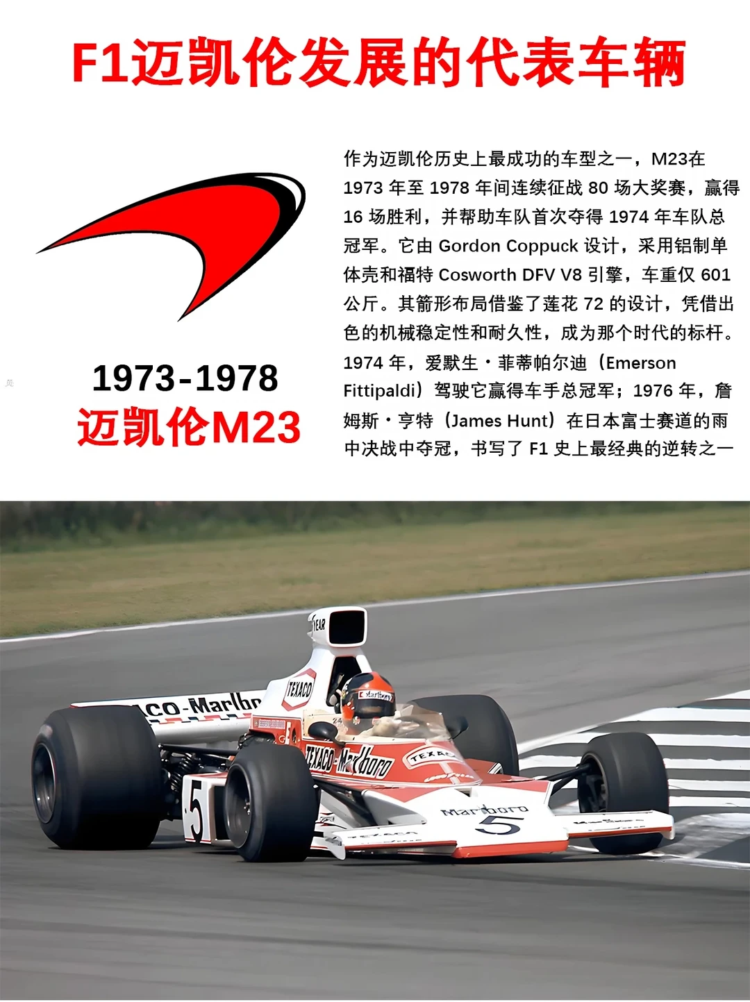 F1迈凯伦发展的代表车型