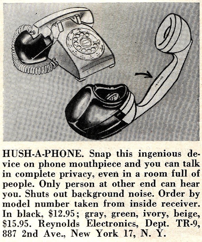 Hush-A-Phone 是一个塑料杯，套在电话听筒上以降低噪音、增加私密性。

AT&T 当时垄断电话网络，主张用户不能在电话上使用任何“未经公司批准”的设备，即使只是一个塑料附件。

判决：1956 年，美国哥伦比亚特区上诉法院裁定 用户有权在不损害网络的前提下使用自己的设备。这被视为对 AT&T 垄断的一次 ​