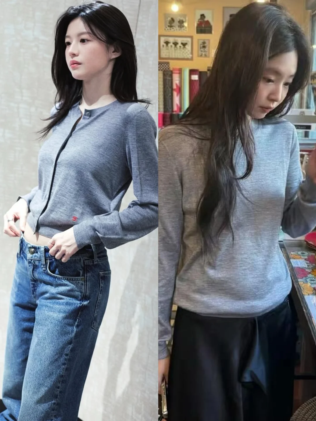 高允真 jennie有点缘分，都穿同款针织，松弛