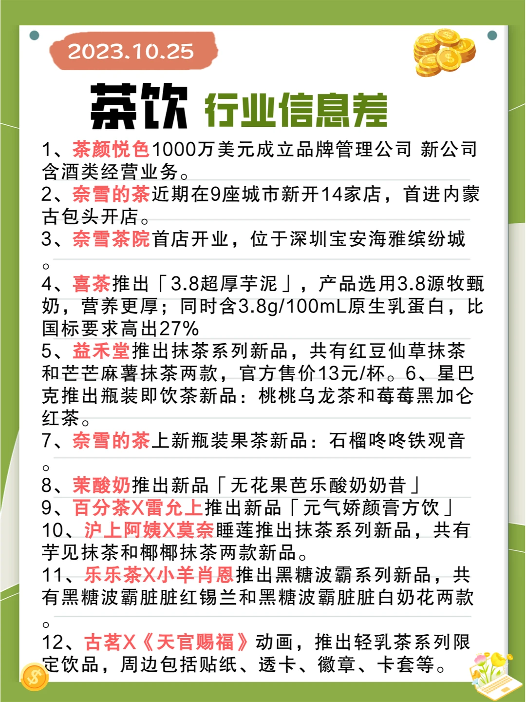 行业信息差· 茶饮