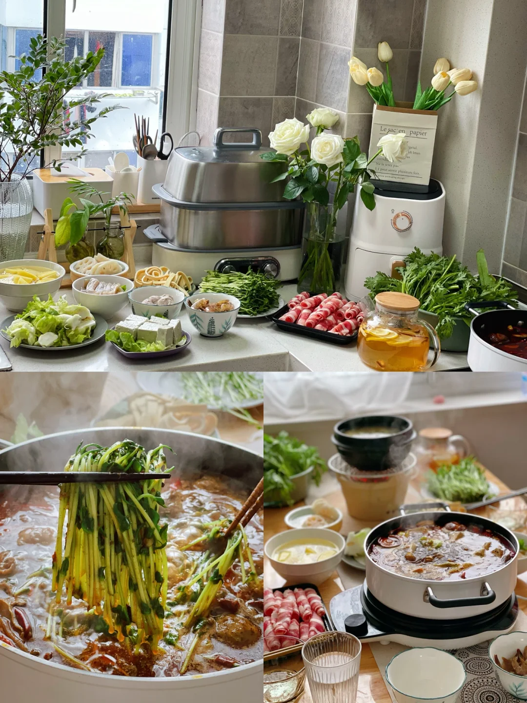 今天闺蜜们来家里吃火锅喝下午茶啦