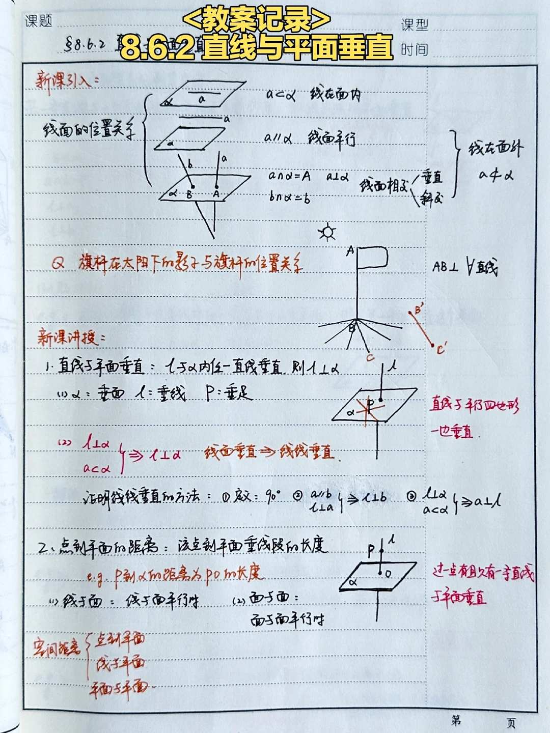 8.6.2 直线与平面垂直