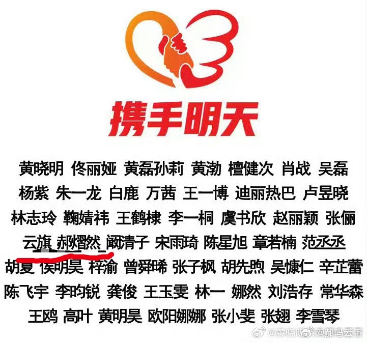 驰援西藏首批明星来了[心][心][心][心] 
男名星:  肖战 龚俊 檀健次 朱一龙 黄磊 王一博 侯明昊 李昀锐 陈飞宇 范丞丞 陈星旭 胡先煦 王鹤棣 吴磊 曾舜晞 常华森 黄明昊 林一 张翅“” 云旗 郝熠然”等
 女名星：杨紫 迪丽热巴 鞠婧祎 万茜 孙莉 虞书欣 卢昱晓 章若楠 李一桐 王玉雯 刘浩存 张子枫 张 ​