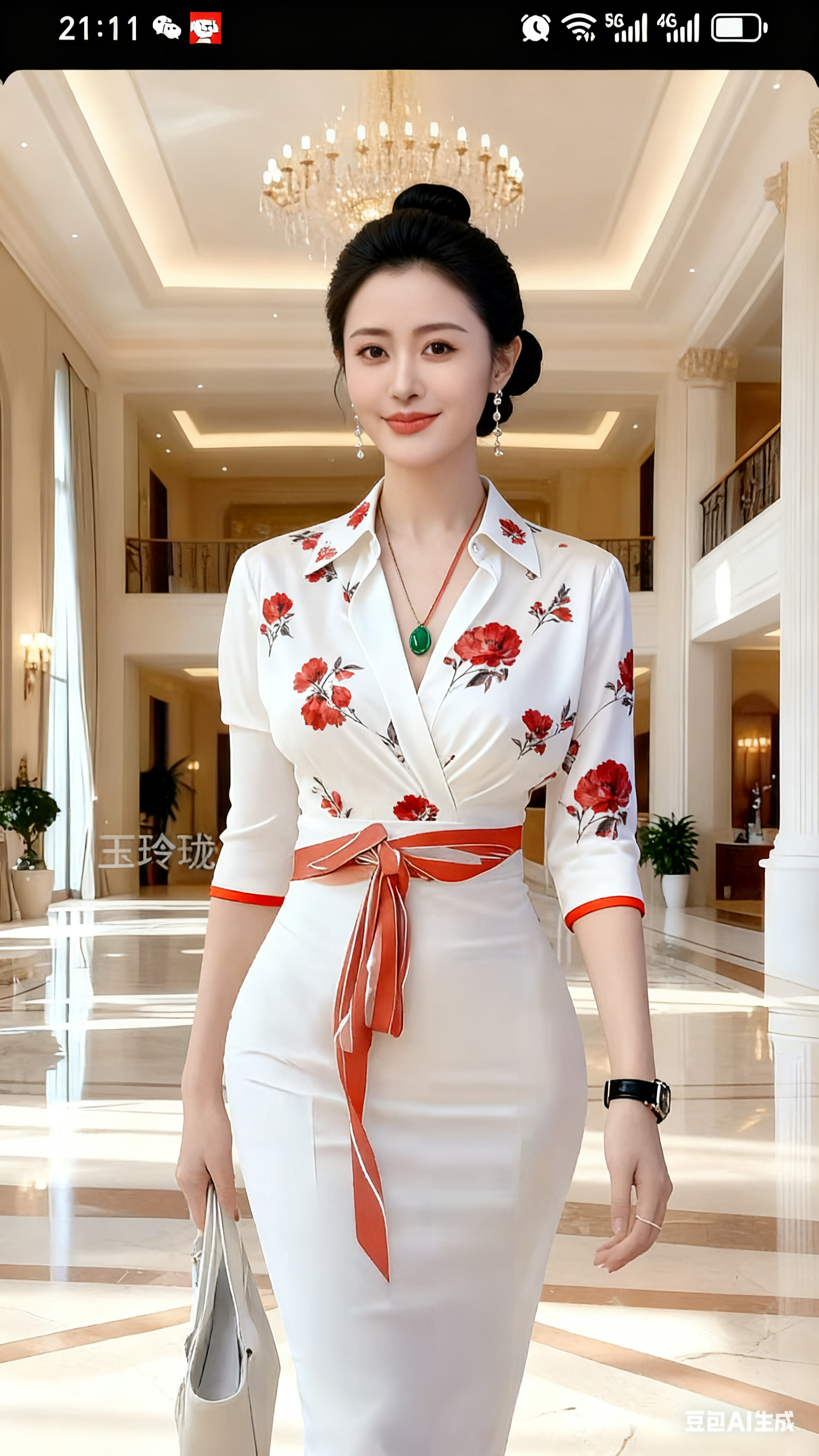 优雅气质穿搭，白裙红花的完美结合，尽显女性魅力！