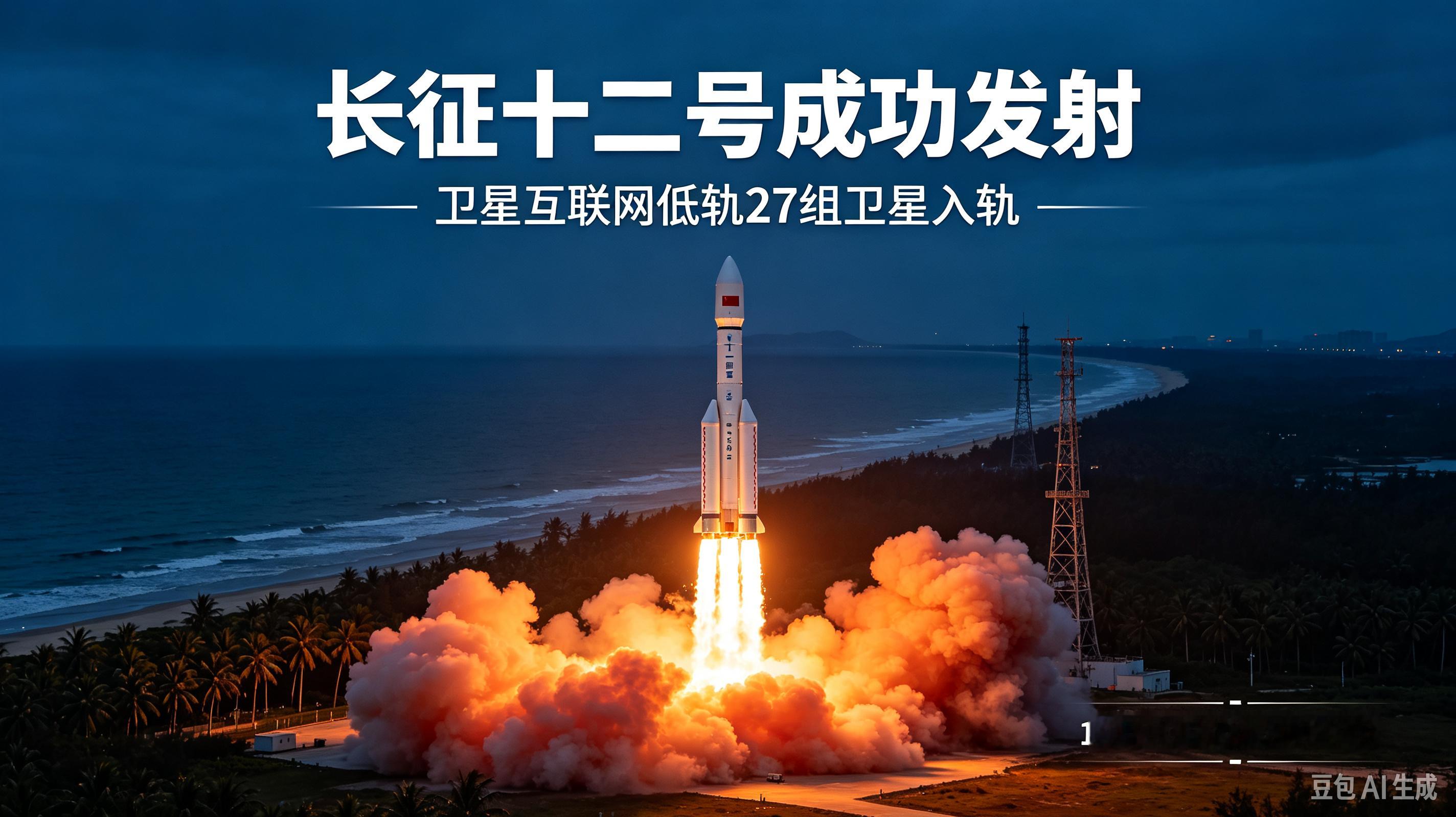 凌晨点火！长征十二号成功发射低轨27组卫星

10月10日3时27分，我国在海南商业航天发射场使用长征十二号运载火箭，成功将卫星互联网低轨27组卫星送入预定轨道。
 
看点：
✅ 长征十二号700公里太阳同步轨道运力不低于6吨
✅ 支持单星、多星灵活发射
✅ 海南商业发射场常态化能力再验证
✅ 中国卫星互联 ​