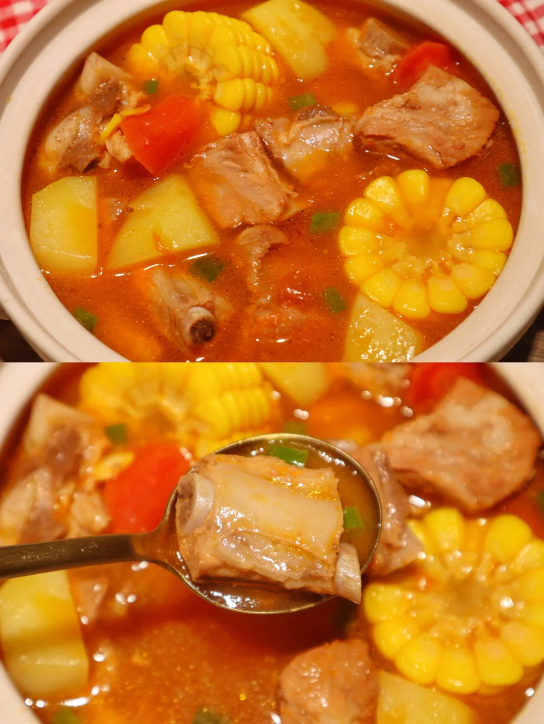 超浓郁的番茄玉米排骨汤🍅鲜香开胃巨好喝🔥