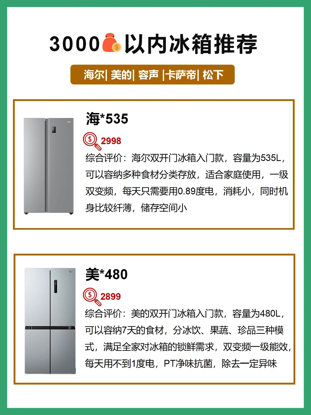 盘点不同价位最值得入的冰箱，闭眼入不踩坑