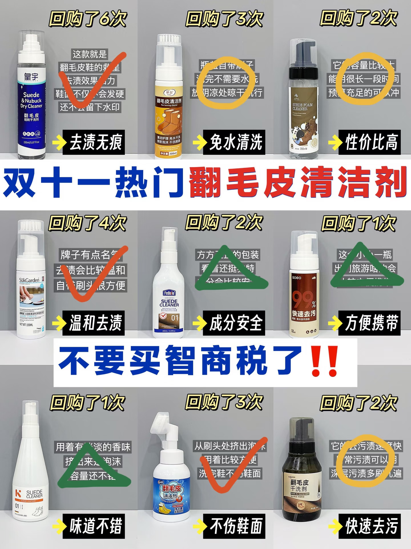 翻毛皮清洁剂终极对比！双十一选购别踩坑！