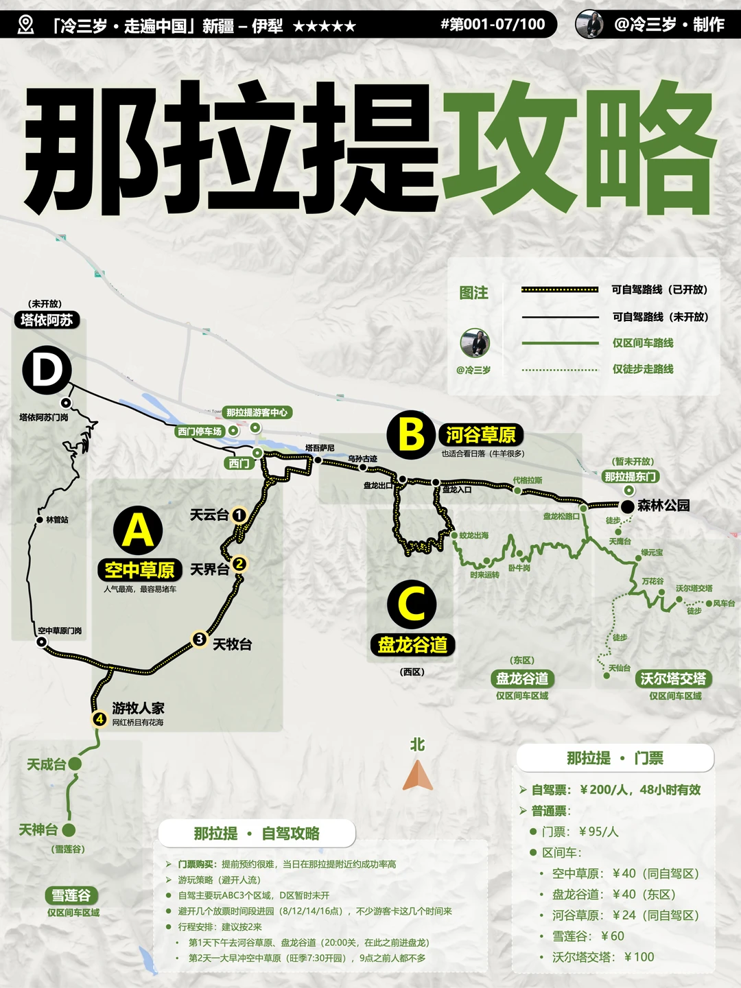 那拉提游玩攻略：含抢票，自驾路线顺序图等