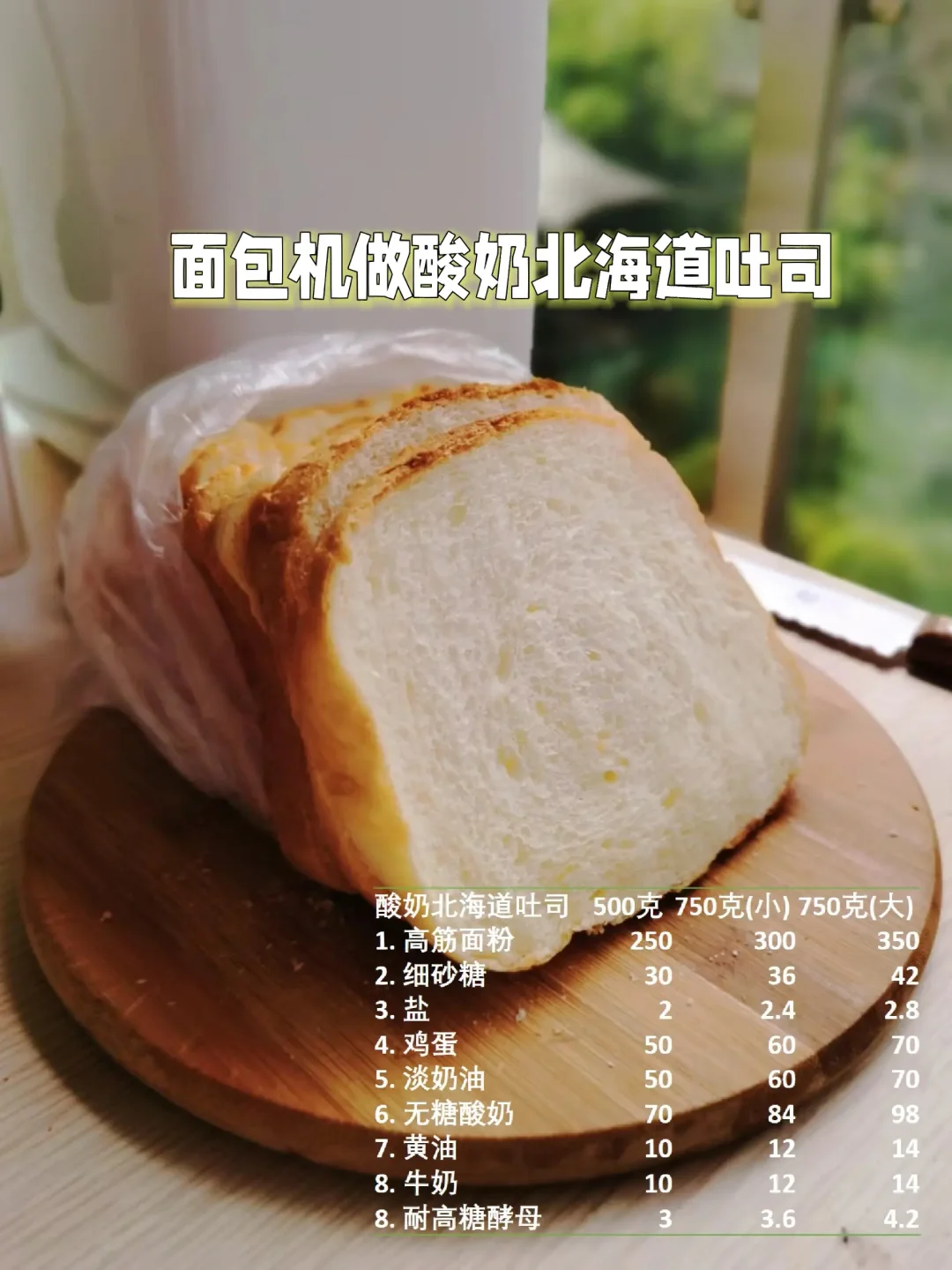 酸奶北海道吐司，一键完成，适用各种面包机