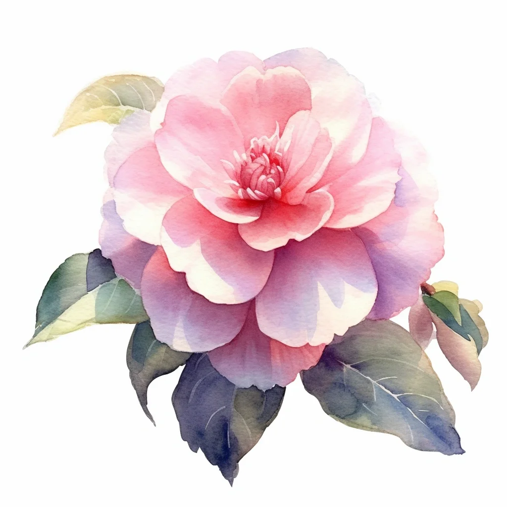 AI水彩 山茶花
