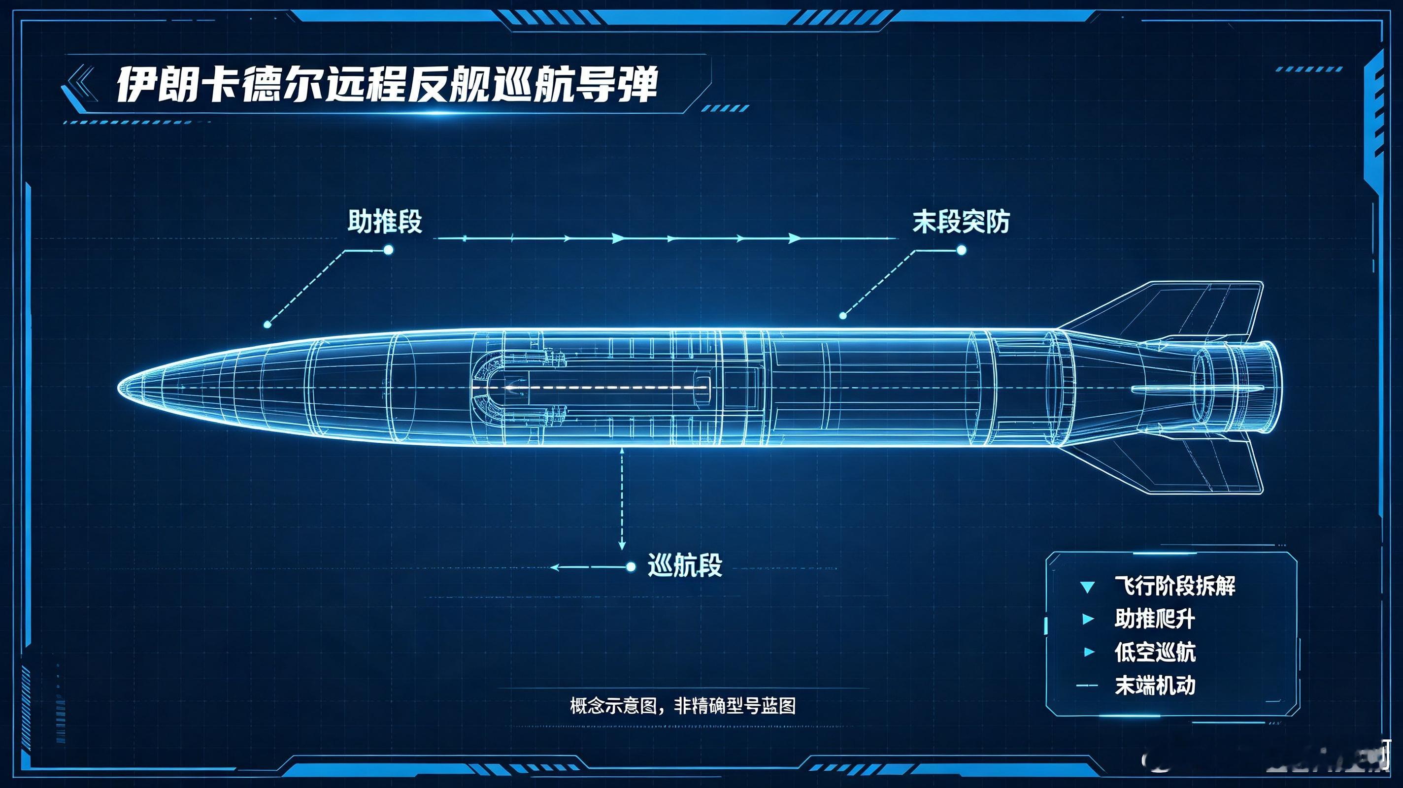 卡德尔反舰导弹是伊朗在努尔导弹基础上深度改良的远程型号，2011年正式列装，也是伊朗海上拒止体系外层打击核心装备。导弹保持0.9马赫亚音速掠海飞行，标准射程200至300公里，搭载200公斤半穿甲战斗部，采用惯性导航搭配卫星修正、末端主动雷达制导，抗电子干扰能力进一步优化。

这款导弹适配多平台发 ​