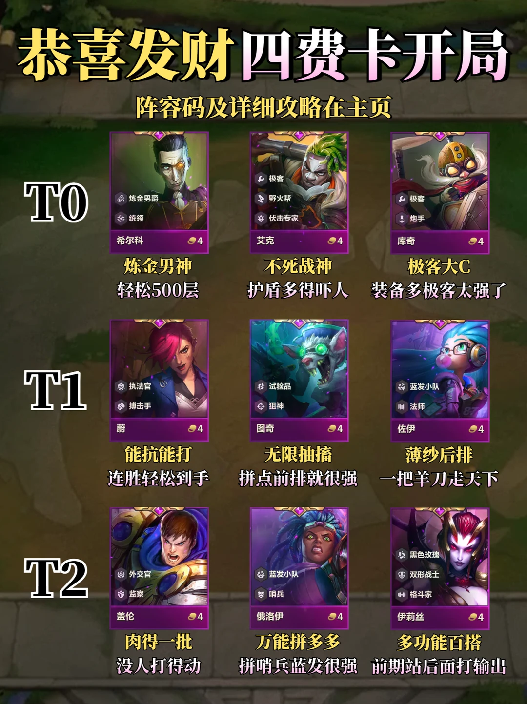 双城发财四费卡开局过渡思路及排行