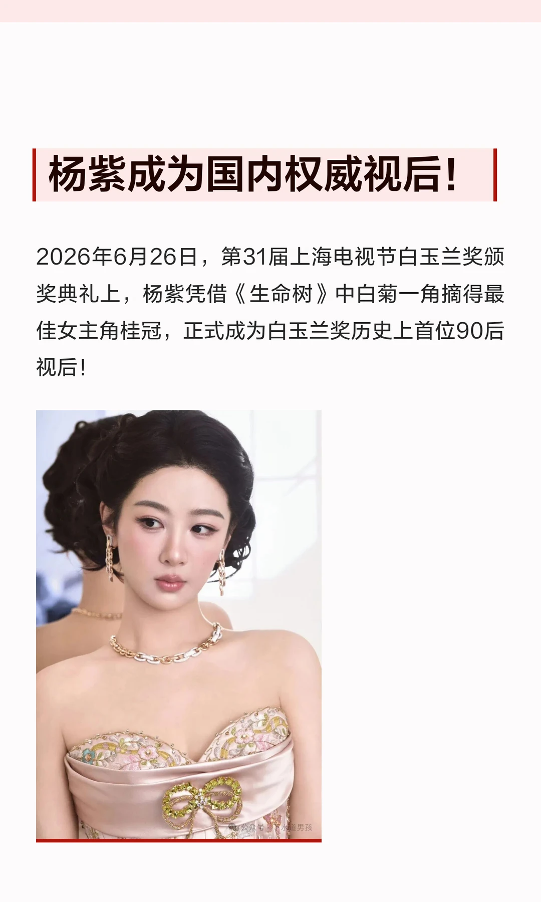 杨紫成为国内权威视后！