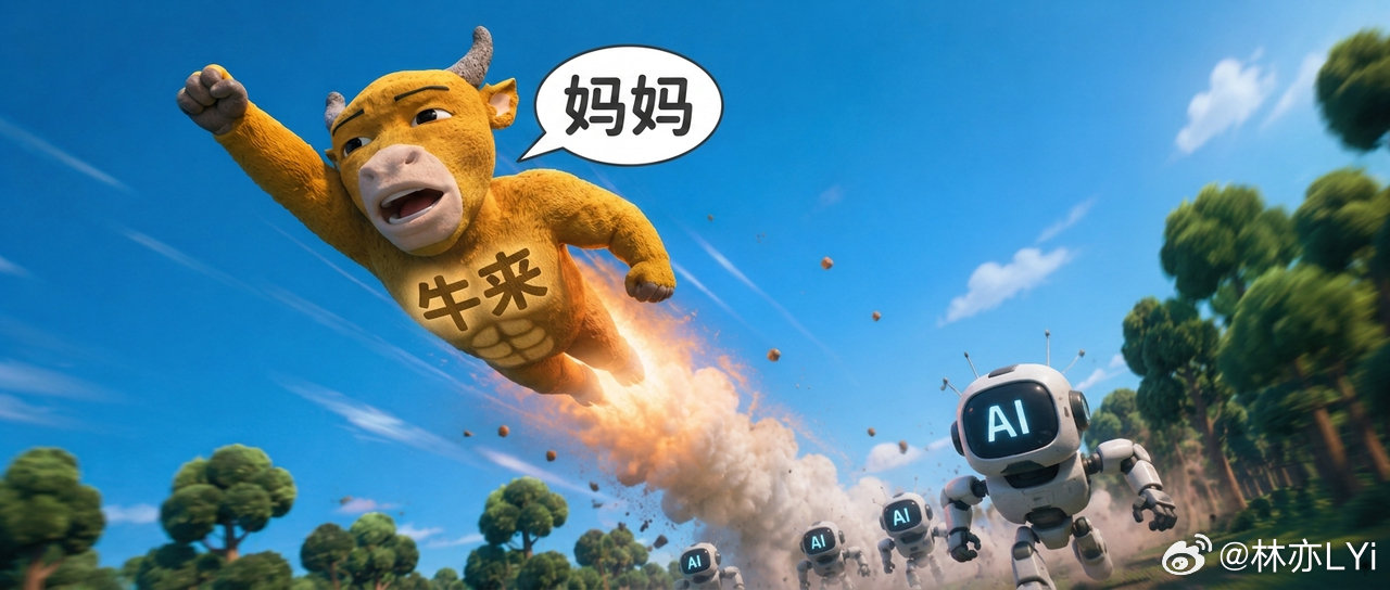 中国牛能飞 #牛来##AIGC##电影# ​