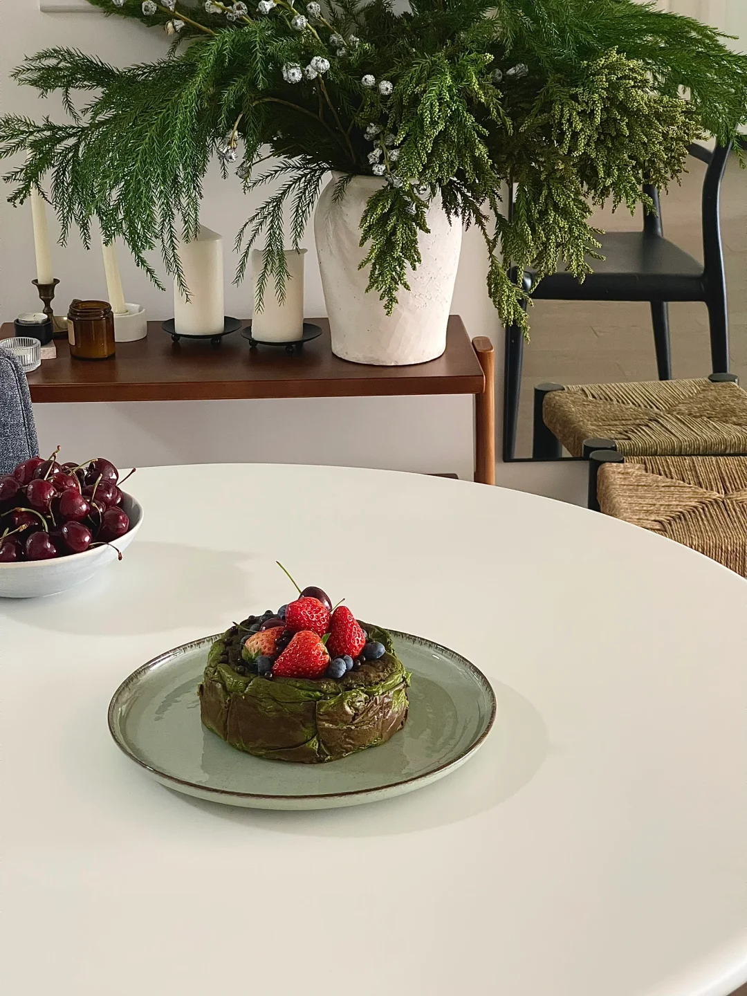 今年圣诞🎂不完美但好吃的抹茶巴斯克！