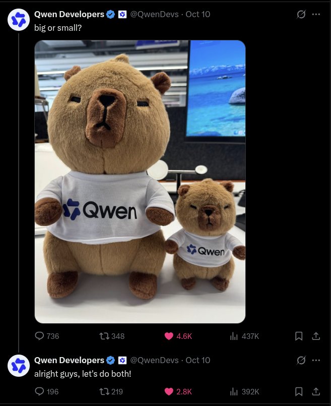 Qwen4 可能要在 10 月 29 日发布了。

这次我反而更期待 Qwen4-27B，而不是 Max 这种旗舰大模型。

毕竟大模型再强，普通用户大多还是通过 API 使用。而 27B 如果能把性能做到足够好，本地部署的可玩性就高多了。

大家更期待 Qwen4-Max，还是 Qwen4-27B