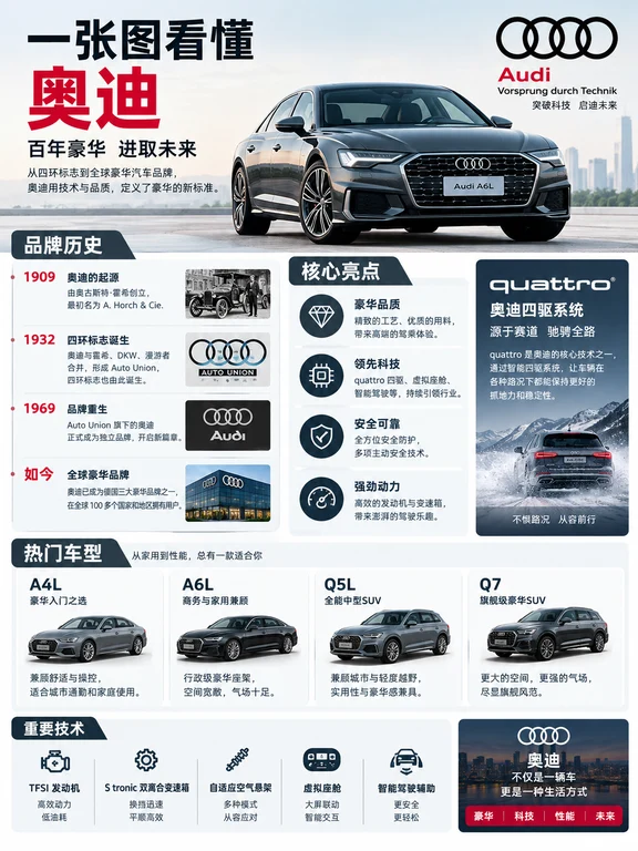 一张图看懂奥迪🚗百年豪华进化史