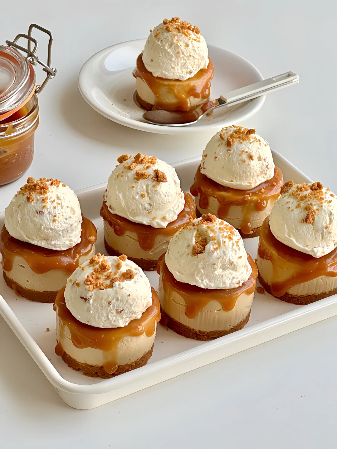 🍯焦糖咖啡mini芝士蛋糕‼️免烤箱超简单