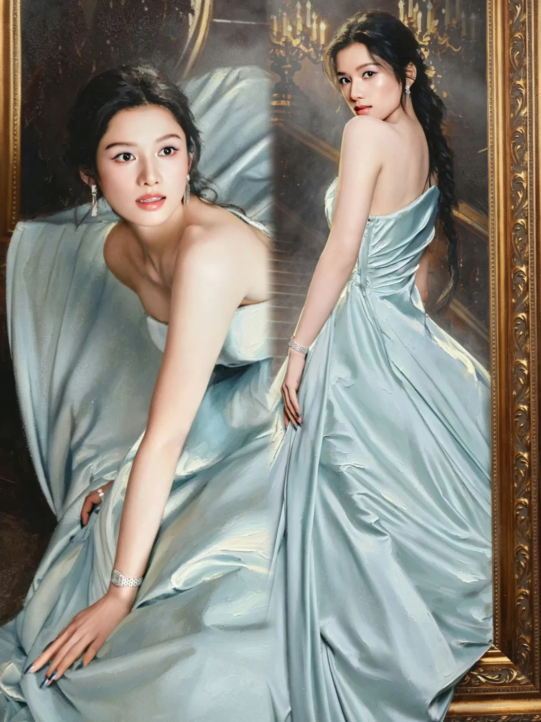 婧仪这出发图太有创意了，油画中跑出的公主