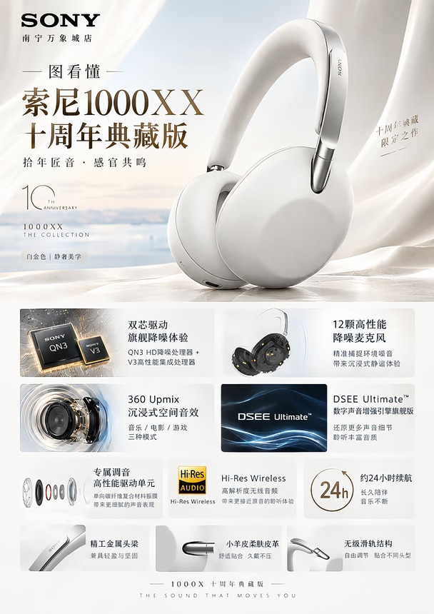 ✨索尼1000X十周年典藏版｜拾年匠音，感官共鸣