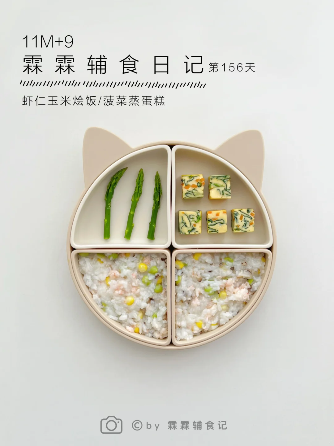 11m+9 | 🌽虾仁玉米烩饭➕菠菜蒸蛋糕