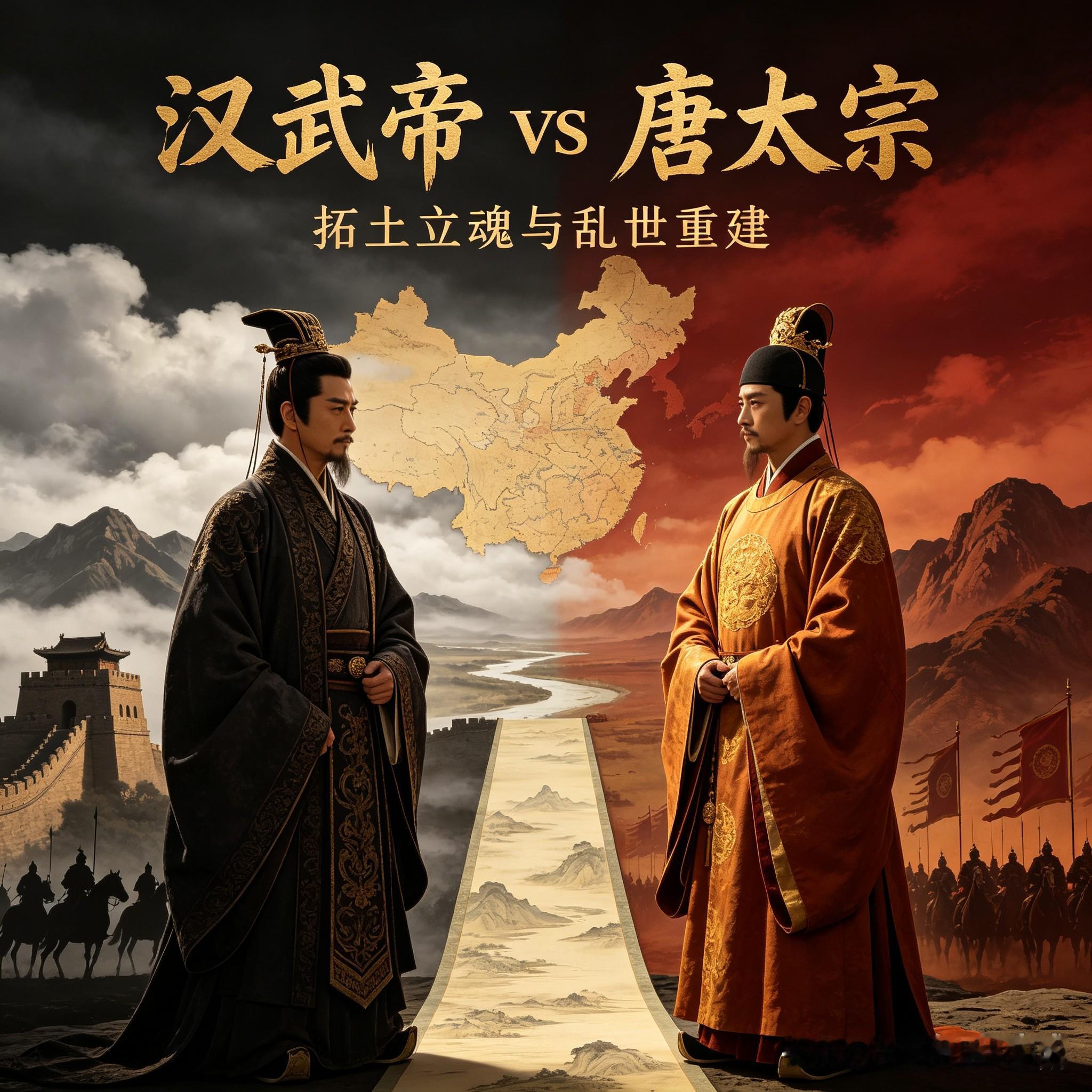 李世民的能力真的大于汉武帝吗?很多历史爱好者常会争论：李世民与汉武帝，谁的能力更强？其实二人所处时代不同，面临的难题不一样，很难简单分出高低，但可以从不同维度细细对比。
 
先说汉武帝刘彻。汉朝经过文景之治几十年休养生息，给他留下富足的家底。他最大功绩是主动出击匈奴，一改汉初和亲隐忍的局面，打出