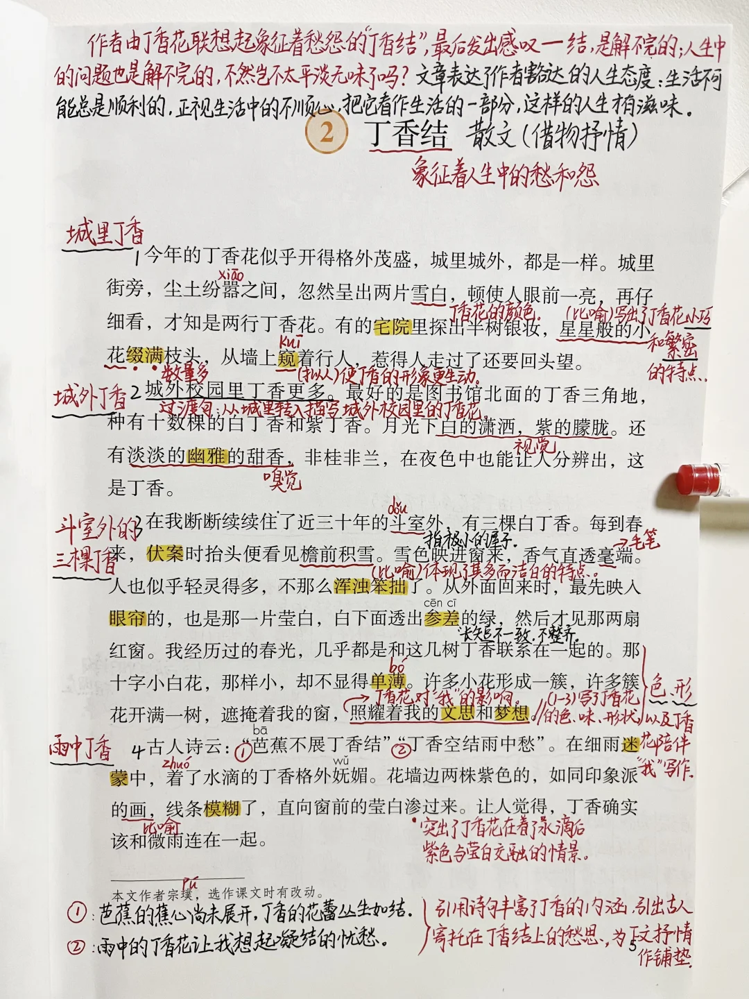 六上｜2.《丁香结》课堂笔记 课外阅读