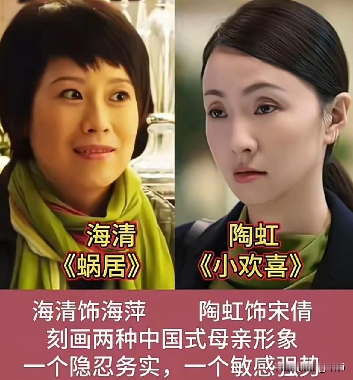 没有主角光环，照样让人过目不忘

海清和陶虹。一个是《蜗居》里为房子发愁的海萍，一个是《小欢喜》里逼疯女儿的宋倩。海清演的海萍，那种“想在城里扎根又无能为力”的挣扎，是多少在大城市打拼的人的缩影。陶虹演的宋倩，单亲妈妈、金牌老师，把女儿逼到跳海，那种“我都是为了你好”的窒息感，隔着屏幕都让人喘不过气
