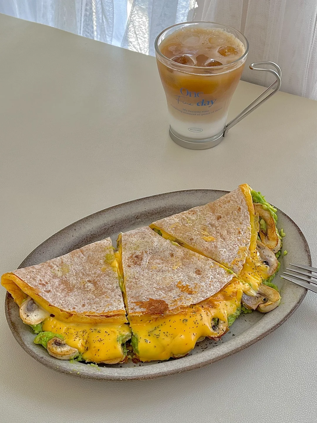 ☀️工作日早餐｜牛油果口蘑芝士鸡蛋火腿卷饼