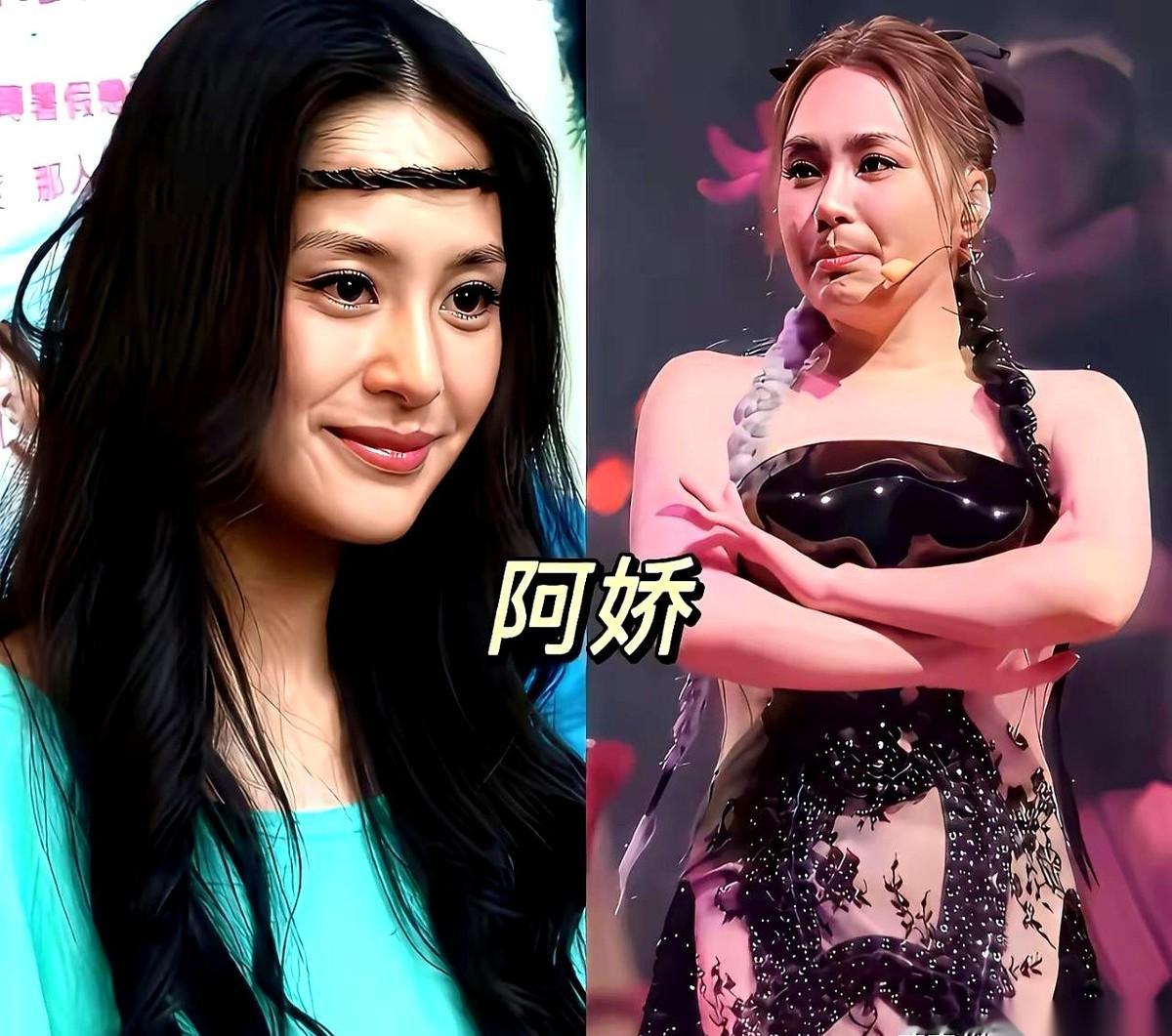 内娱有个铁定俗成的饭碗：女明星的腰身。一旦多拉宽了两寸，紧跟着的绝对是一场群嘲。但当你看向阿娇、孙燕姿、张惠妹这几位后期的照片时，剧本全乱了。这几个人，硬生生把“长胖发福”，扭转成了另一种维度的降维打击。
镜头先推到阿娇脸上。当年那个巴掌脸、眼睛能滴水的标配玉女，现在的下颌线确实圆润了一大圈。很多人