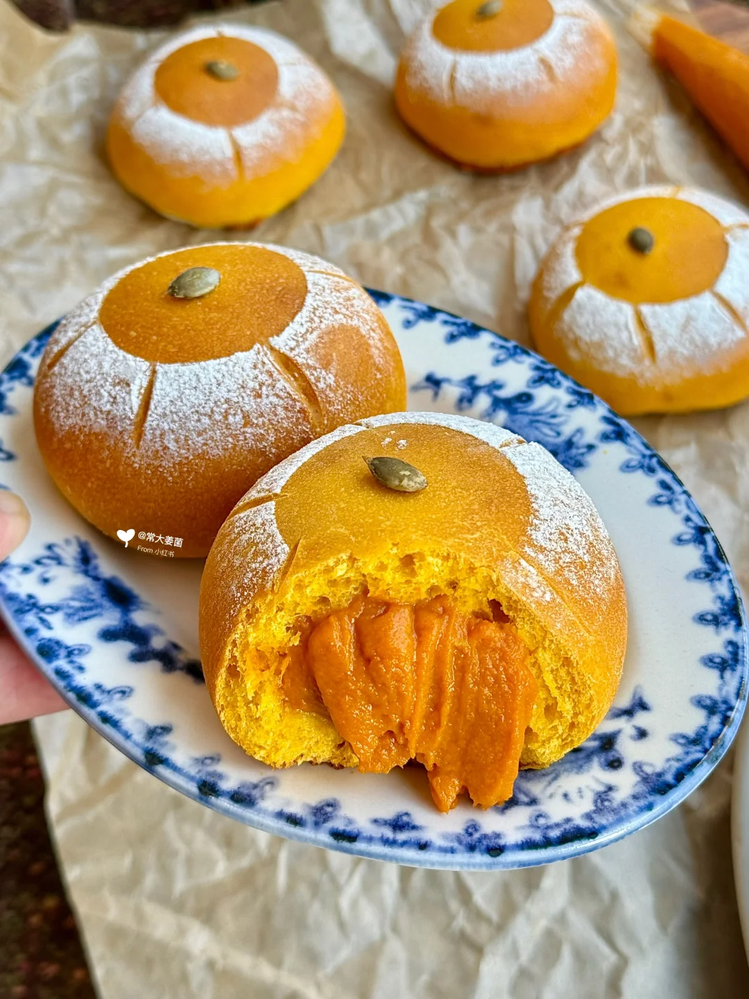 0糖奶香南瓜馅儿软欧包🎃🎃🤤贼拉好吃！！