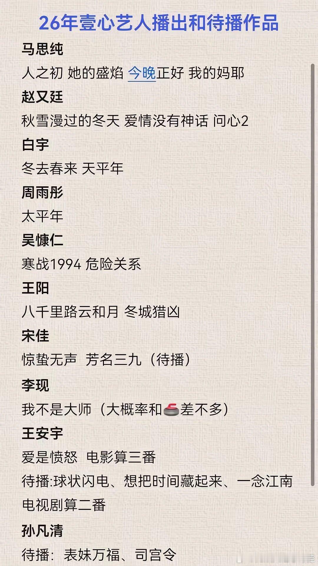 今年壹心艺人的剧全扑了但是不影响有剧拍[doge] ​