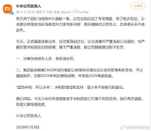 【小米深夜公布处罚结果：辞退涉事人员，集团副总裁兼CMO许斐、公关部总...