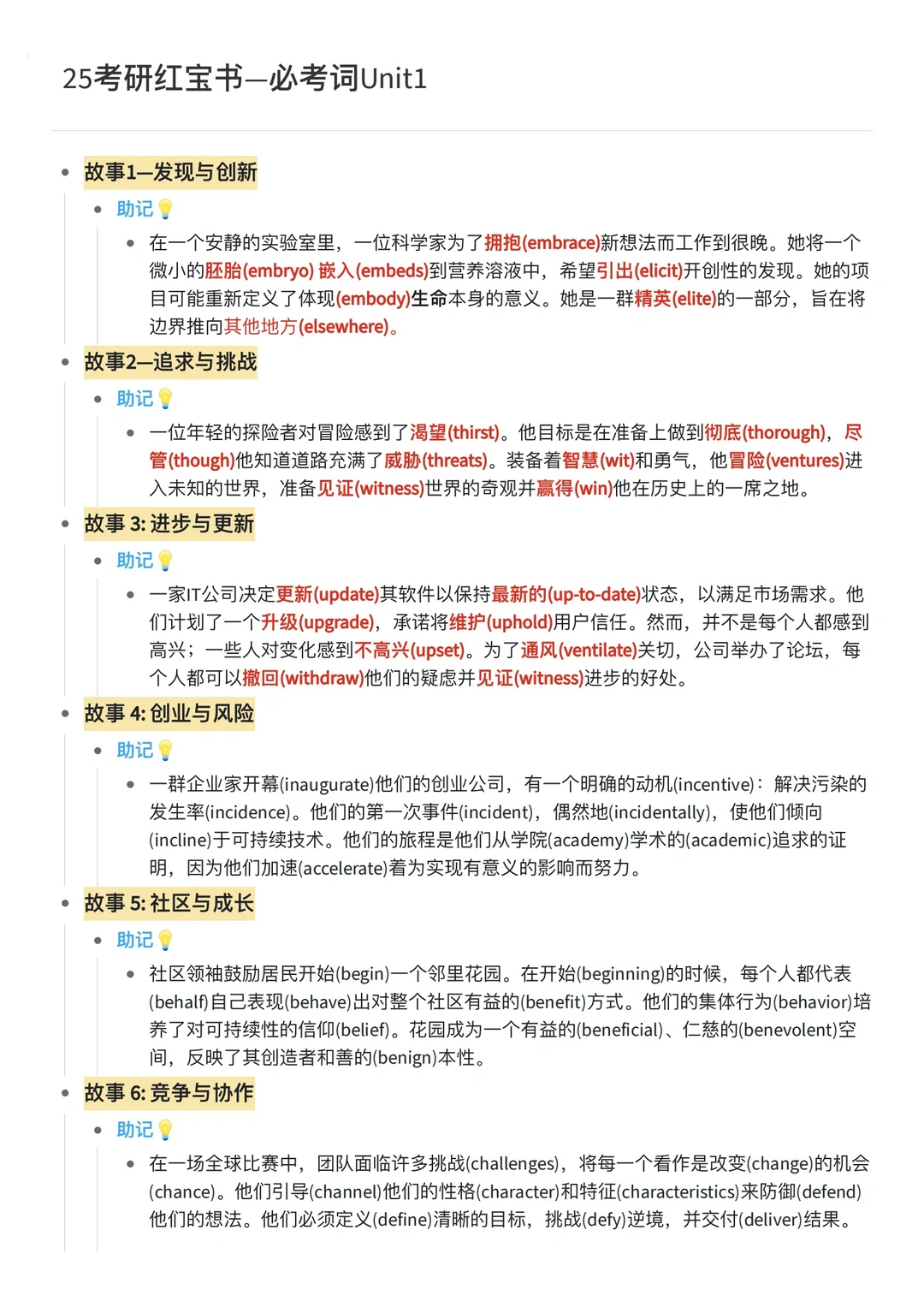 25考研红宝书无痛带背｜必考词Unit1