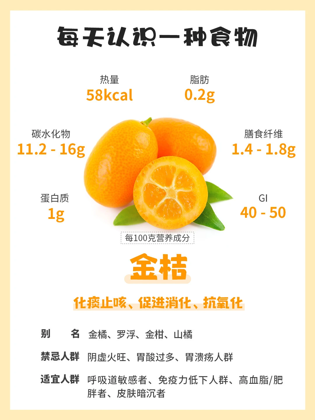 每天认识一种食物｜金桔