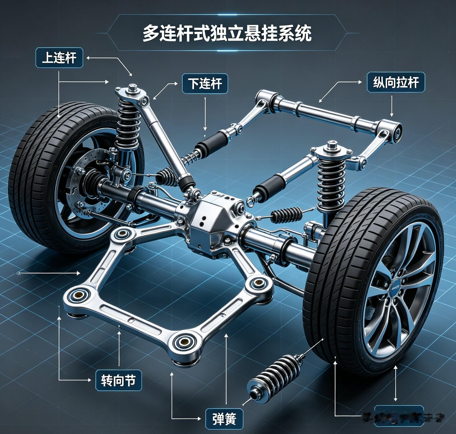 汽车多连杆式独立悬挂系统是谁发明的
 
现代汽车量产化的多连杆式独立悬挂，由奔驰工程师团队研发定型并推向市场，并非单一个人发明，是汽车工业迭代的经典技术成果。
 
多连杆悬挂的技术雏形可追溯至早期机械结构理论，英国的瓦特连杆、早期多向连杆结构设计，都为其奠定了力学基础。1923年，工程师曾提出五连杆