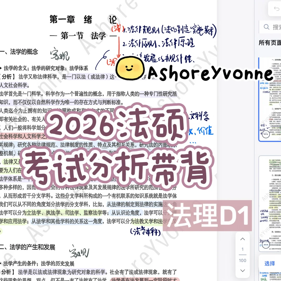 【Ashore法硕】26考试分析带背笔记—法理D1