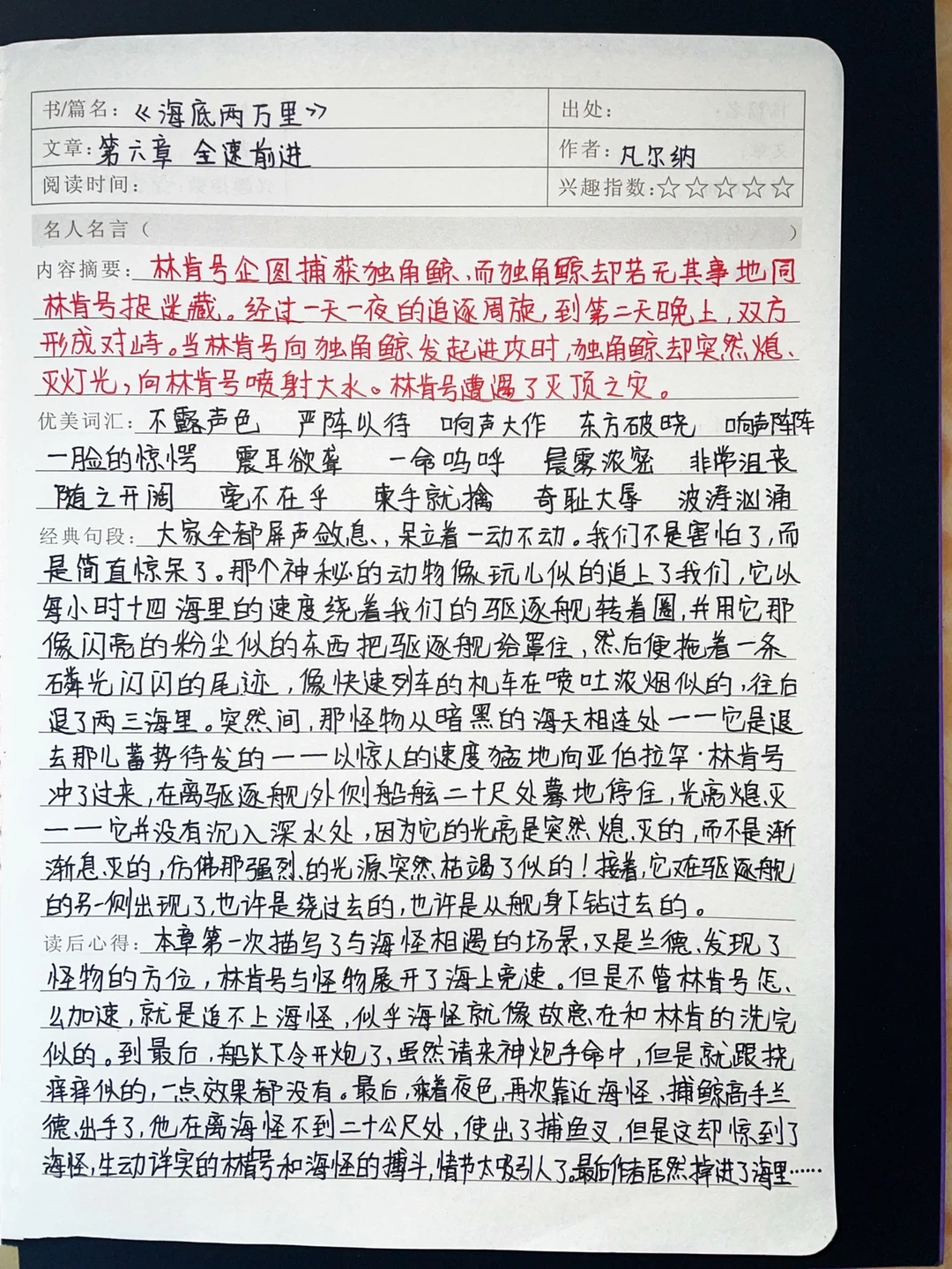 《海底两万里》读书笔记全套：第六章