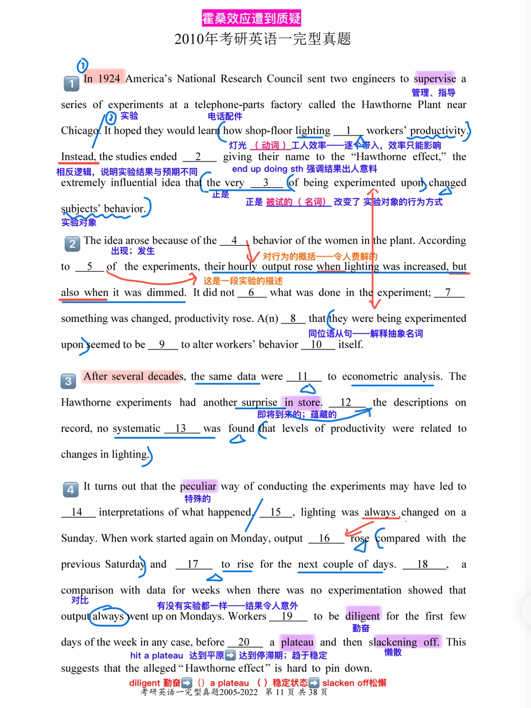 英一完形｜2010复盘笔记