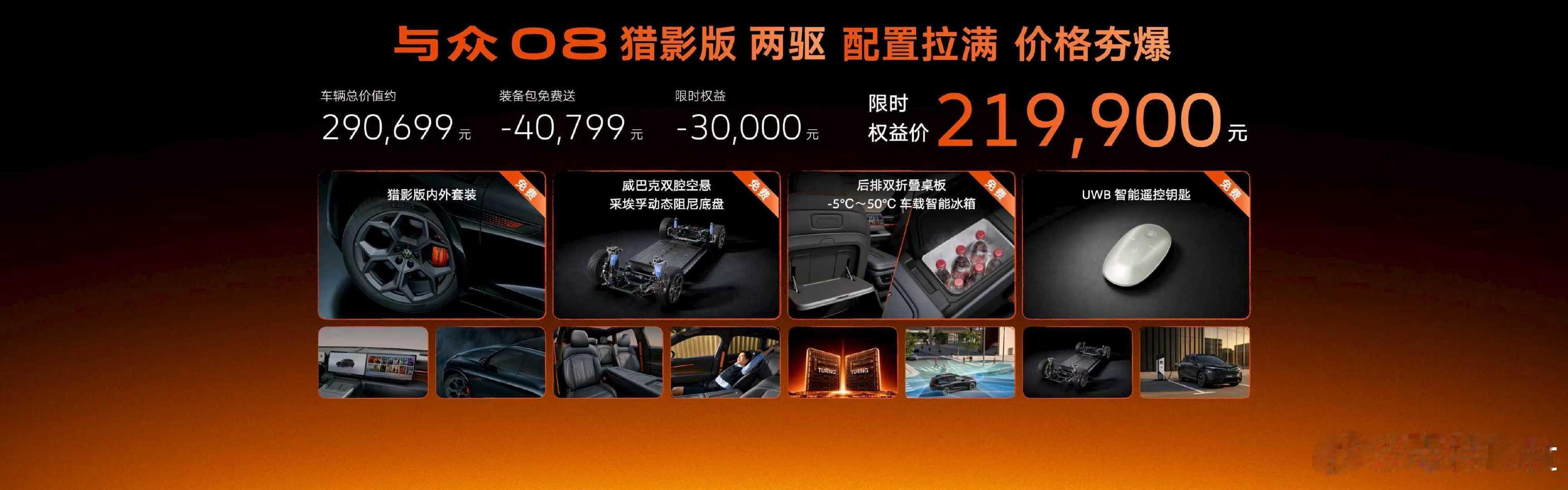 与众08焕新版上市，18.99万—24.99万，主打纯正德味纯电SUV，全系标配布雷博卡钳，小鹏VLA2.0，1500TOPS双图灵芯片，800V，猎影版还有采埃孚的动态阻尼底盘。

整体的底盘调教会比较强，按照官方的说法是可以直接下赛道[doge]

#与众08# ​