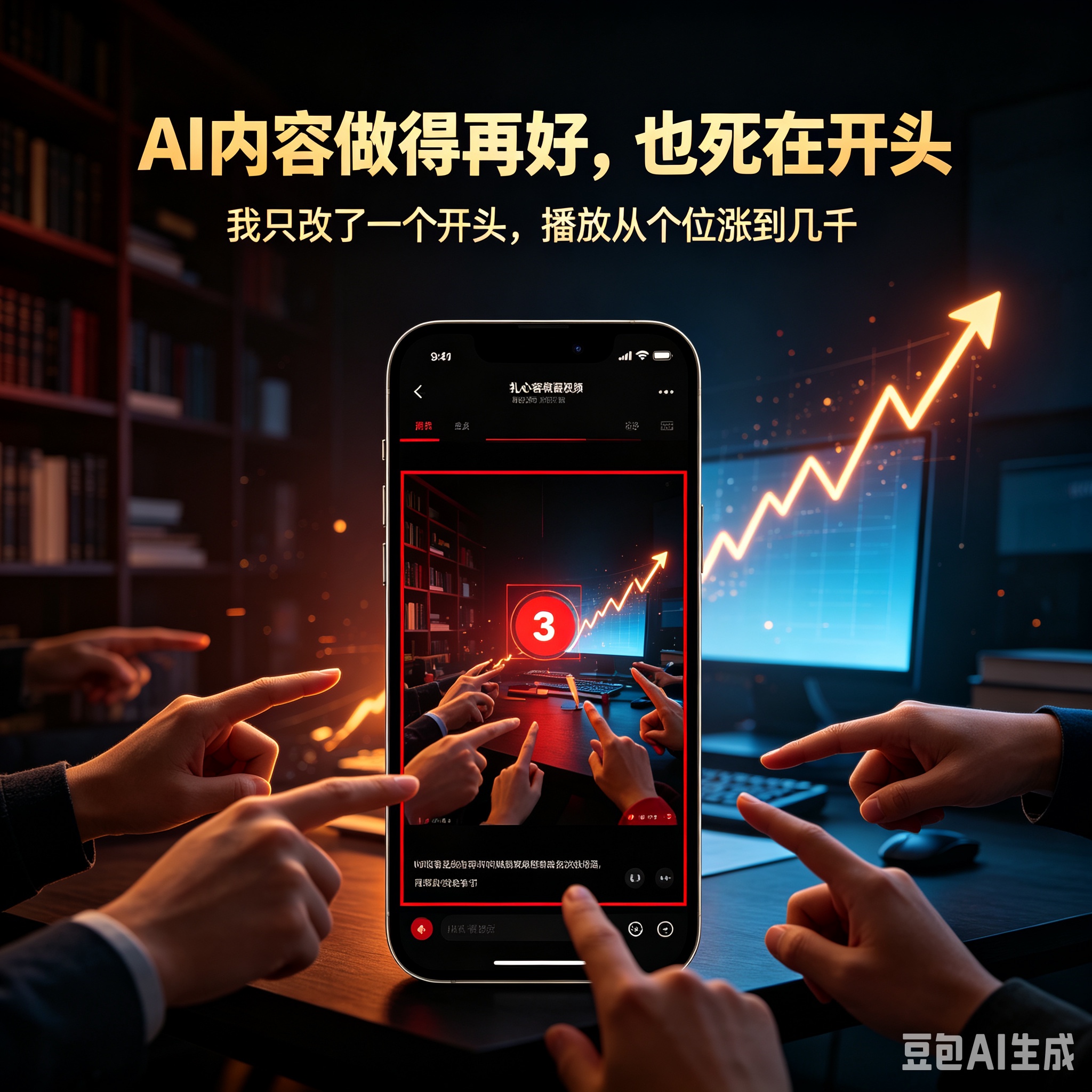 AI写得再优质也没人看！只改一个开头，播放从个位暴涨几千

很多做自媒体的人，都踩过同一个致命大坑：疯狂用AI打磨文案、反复修改细节、润色逻辑结构，内容质量无可挑剔，可发出去永远是个位数播放、零互动、没人看。

很多人百思不得其解：内容明明干货满满、逻辑通顺、质量极高，为什么就是没流量？

今天说一