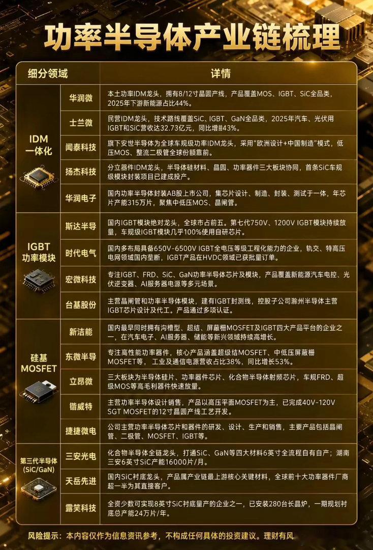 科技板块集体分歧之际，功率半导体正在悄悄酝酿修复机会

近期A股整体震荡拉扯加剧，热门科技赛道高低切换极快、高位题材轮番回落，市场悲观情绪持续扩散。不少投资者产生惯性认知：科技整体走弱，赛道已经没有博弈价值。

但盘面永远是结构性分化的，在多数科技分支持续承压、情绪退潮的同时，一条硬 ​