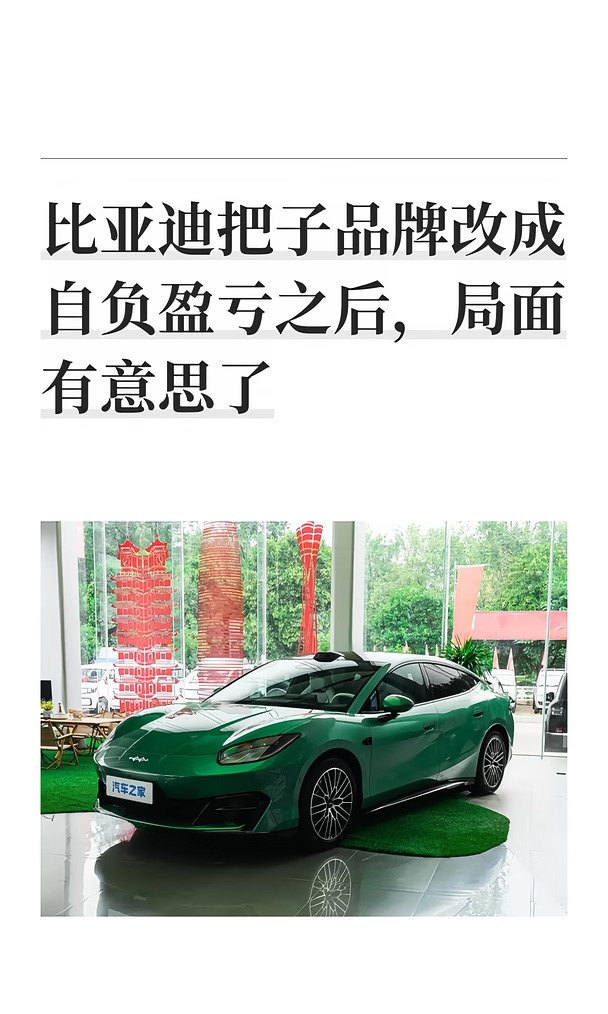 比亚迪把子品牌改成自负盈亏之后局面有意思